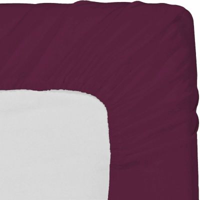 1 Piece Fitted Sheet with Elastic All Around - Fits Mattress Upto 18 inches Ultra Soft Egyptian Cotton Real 600 Thread Count Soft Breathable Twin Extra Long Size Wine Solid Color