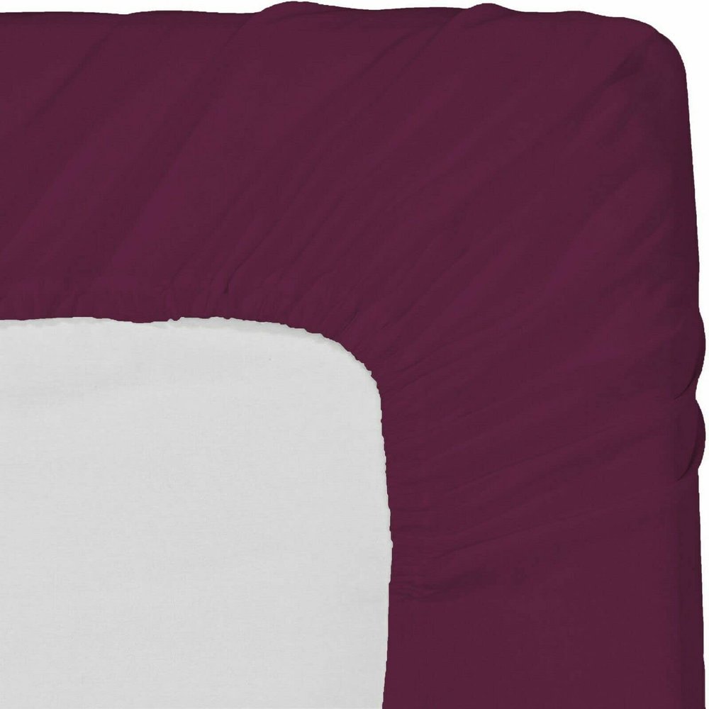 1 Piece Fitted Sheet with Elastic All Around - Fits Mattress Upto 18 inches Ultra Soft Egyptian Cotton Real 600 Thread Count Soft Breathable Twin Extra Long Size Wine Solid Color