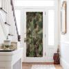 Abstract Camouflage Geometric Rod Pocket Door Curtains for French Doors Windows, Privacy Light Reducing Front Door Drapes Curtain Panels with Tie Back Brown Green Army Jungle Camo view 1