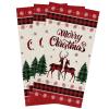 Kitchen Towel Absorbent Dish Towels Ethnic Christmas Deer 3 Pack Soft Reusable Hand Towel Washing Cloths, Quick Drying Hanging Terry for Home Cleaning Xmas Animal Pine Tree Retro Linen Snowflake view 1