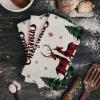 Kitchen Towel Absorbent Dish Towels Ethnic Christmas Deer 3 Pack Soft Reusable Hand Towel Washing Cloths, Quick Drying Hanging Terry for Home Cleaning Xmas Animal Pine Tree Retro Linen Snowflake view 2