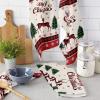 Kitchen Towel Absorbent Dish Towels Ethnic Christmas Deer 3 Pack Soft Reusable Hand Towel Washing Cloths, Quick Drying Hanging Terry for Home Cleaning Xmas Animal Pine Tree Retro Linen Snowflake view 3