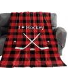 Winter Hockey Sport Blankets, Flannel Fleece Lightweight Comfort Bed Throws Christmas Black Red Buffalo Check Bedcover All Season Use for Bedroom/Living Room/Office/Travel/Camping 40"x50" view 2