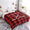 Winter Hockey Sport Blankets, Flannel Fleece Lightweight Comfort Bed Throws Christmas Black Red Buffalo Check Bedcover All Season Use for Bedroom/Living Room/Office/Travel/Camping 40"x50" view 3