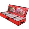 ProPik Wrapping Paper Storage Containers | Gift Wrap Organizer Under Bed 41x14x6 Fits 18-24 Rolls Fit Up to 40 Long Roll Wrap Storage Box Holder with Pockets for Ribbon Bows & Accessories (Red) view 1