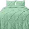 Aqua Blue Pinch Pleated Pintuck Design Bedding 1pcs Oversize Queen Duvet Cover Set Cotton with Corner Ties Comter Cover Oversize Queen (98 x 98) All Season view 1