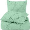 Aqua Blue Pinch Pleated Pintuck Design Bedding 1pcs Oversize Queen Duvet Cover Set Cotton with Corner Ties Comter Cover Oversize Queen (98 x 98) All Season view 2