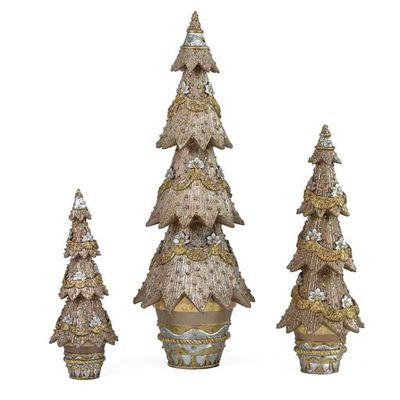 7" Floral Swirly Garland Neo Tree (Dark Champagne)