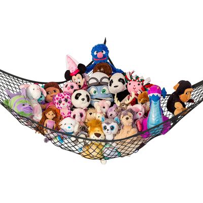 Stuffed Animal Hammock, Large | Corner Stuffed Animal Storage & Plushie Net | Toy Hammock for Stuffed Animals | Holds 12lbs | Easy Hang, All Hardware Included | Black Bedroom Decor | by Lilly's Love