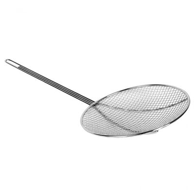 TrueCraftware- 9-Inch Round Wire Skimmer 13" Handle Length Nickel Plated- Kitchen Utensil Food Strainer Skimmer Spoon for Cooking Sieve Sifters Rice Quinoa Pasta Fruits Vegetables etc.