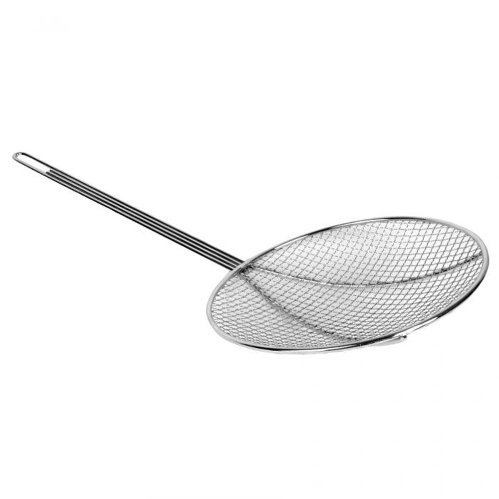TrueCraftware- 9-Inch Round Wire Skimmer 13" Handle Length Nickel Plated- Kitchen Utensil Food Strainer Skimmer Spoon for Cooking Sieve Sifters Rice Quinoa Pasta Fruits Vegetables etc.