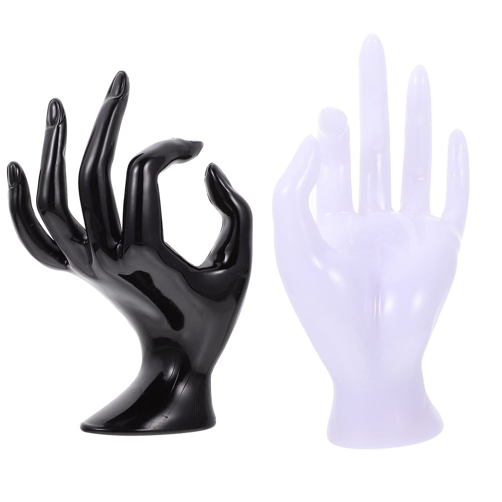 2pcs Ring Hand Model Props Jewelry Showing Stand Ok Gesture Style Watch Rack Decorative Necklace Holder Display Rack Ok Gesture Shaped Jewelry Organizer Bracelet Watch Holder