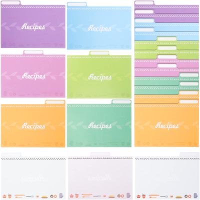 25 Pack Recipe Box Dividers Paper Tabbed Indexing Cards