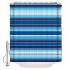 Pinroote Blue Ombre Stripes Shower Curtain, Stall Shower Curtains for Bathroom/Bathtub, Mexican Ethnic Boho Serape Abstract Art Waterproof Fabric Shower Curtain Set with 12 Hooks, 36" x 78" view 2
