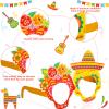 Honoson 32 Pcs Mexican Fiesta Party Decorations Paper Eyeglasses Taco Cactus Pinata Cinco De Mayo Costume Photo Booth Props Supplies for Taco Twosday Birthday Let's Fiesta Favor view 3