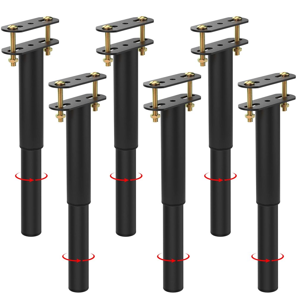 POROHOM 6PCS (7"-13.5") Adjustable Metal Bed Frame Support Legs, Bed Frame Center Slats Heavy Support Leg,Extra Durable Furniture Cabine Sofa Slats Metal Steel Feet Replacement Parts