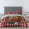 4 Piece California King Christmas Golden Retriever Dog Pine Wreath Breathable Comforter Covers Ultra Soft Bed Sheet with Decoretive 2 Pillow Shams Bedding Collection Sets Classic Buffalo Check view 2