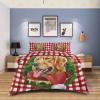 4 Piece California King Christmas Golden Retriever Dog Pine Wreath Breathable Comforter Covers Ultra Soft Bed Sheet with Decoretive 2 Pillow Shams Bedding Collection Sets Classic Buffalo Check view 4