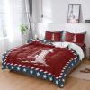 4 Piece California King American Stars Ocean Nautical Lighthouse Breathable Comforter Covers Ultra Soft Bed Sheet with Decoretive 2 Pillow Shams Bedding Collection Sets Striped Border Wave Points view 1