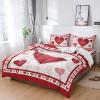 4 Piece California King Romantic Love Valentine's Day Breathable Comforter Covers Ultra Soft Bed Sheet with Decoretive 2 Pillow Shams Bedding Collection Sets Sweet Heart on Red view 1