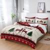 4 Piece Full Ethnic Christmas Deer Breathable Comforter Covers Ultra Soft Bed Sheet with Decoretive 2 Pillow Shams Bedding Collection Sets Xmas Animal Pine Tree Retro Linen Snowflake view 1