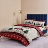 4 Piece Full Ethnic Christmas Deer Breathable Comforter Covers Ultra Soft Bed Sheet with Decoretive 2 Pillow Shams Bedding Collection Sets Xmas Animal Pine Tree Retro Linen Snowflake view 3