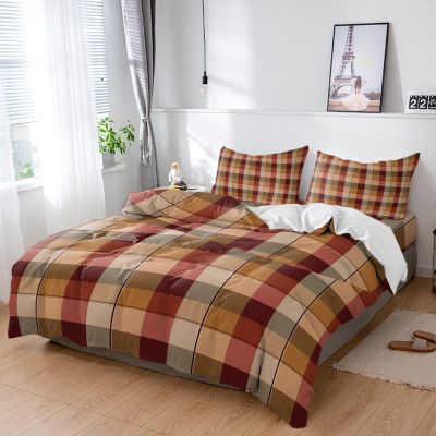 4 Piece California King Vintage Buffalo Plaid Retro Chic Grid Breathable Comforter Covers Ultra Soft Bed Sheet with Decoretive 2 Pillow Shams Bedding Collection Sets Classic Geometric