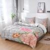 4 Piece California King Mother's Day Carnation Flower Cure Texts on Grey Breathable Comforter Covers Ultra Soft Bed Sheet with Decoretive 2 Pillow Shams Bedding Collection Sets Blossom Floral view 1