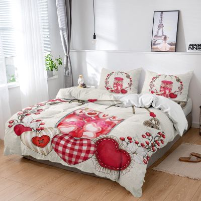4 Piece California King Valentine Love Candy in Bottle Berry Wreath Breathable Comforter Covers Ultra Soft Bed Sheet with Decoretive 2 Pillow Shams Bedding Collection Sets Vintage Burlap