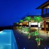 Artificial Palm Tree Christmas Tree 7Ft 3Trunks 260LED Lighted Simulation Tropical Palm Tree Fake Plant Light for Patio Home Office Beach Yard Cruise Hawaiian Party Tiki Bar Decorations - Electric view 2