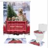 Chucoco 4 Pieces Shower Curtain Sets with Non-Slip Rug Farmhouse Truck Christmas Pine Tree Golden Retriever Dog, Toilet Lid Cover and Bath Mats, Snowy Forest Decorative Waterproof Bathroom Curtains view 1