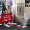 Chucoco 4 Pieces Shower Curtain Sets with Non-Slip Rug Farmhouse Truck Christmas Pine Tree Golden Retriever Dog, Toilet Lid Cover and Bath Mats, Snowy Forest Decorative Waterproof Bathroom Curtains view 2