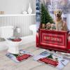 Chucoco 4 Pieces Shower Curtain Sets with Non-Slip Rug Farmhouse Truck Christmas Pine Tree Golden Retriever Dog, Toilet Lid Cover and Bath Mats, Snowy Forest Decorative Waterproof Bathroom Curtains view 3