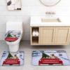 Chucoco 4 Pieces Shower Curtain Sets with Non-Slip Rug Farmhouse Truck Christmas Pine Tree Golden Retriever Dog, Toilet Lid Cover and Bath Mats, Snowy Forest Decorative Waterproof Bathroom Curtains view 4