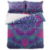 4 Piece California King Bohemian Blossom Mandala Flower Breathable Comforter Covers Ultra Soft Bed Sheet with Decoretive 2 Pillow Shams Bedding Collection Sets Purple Blue Floral view 2