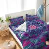 4 Piece California King Bohemian Blossom Mandala Flower Breathable Comforter Covers Ultra Soft Bed Sheet with Decoretive 2 Pillow Shams Bedding Collection Sets Purple Blue Floral view 4