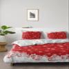4 Piece Full Winter Christmas Snowflakes on Red Breathable Comforter Covers Ultra Soft Bed Sheet with Decoretive 2 Pillow Shams Bedding Collection Sets White Snow view 2