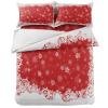 4 Piece Full Winter Christmas Snowflakes on Red Breathable Comforter Covers Ultra Soft Bed Sheet with Decoretive 2 Pillow Shams Bedding Collection Sets White Snow view 3