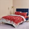 4 Piece Full Winter Christmas Snowflakes on Red Breathable Comforter Covers Ultra Soft Bed Sheet with Decoretive 2 Pillow Shams Bedding Collection Sets White Snow view 4