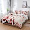 4 Piece Full Valentines Day Cute Gnome Buffalo Hearts Breathable Comforter Covers Ultra Soft Bed Sheet with Decoretive 2 Pillow Shams Bedding Collection Sets Red Love Wood Plank view 1