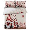 4 Piece Full Valentines Day Cute Gnome Buffalo Hearts Breathable Comforter Covers Ultra Soft Bed Sheet with Decoretive 2 Pillow Shams Bedding Collection Sets Red Love Wood Plank view 3