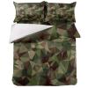 4 Piece Full Abstract Camouflage Geometric Breathable Comforter Covers Ultra Soft Bed Sheet with Decoretive 2 Pillow Shams Bedding Collection Sets Brown Green Army Jungle Camo view 3
