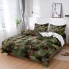 4 Piece California King Abstract Camouflage Geometric Breathable Comforter Covers Ultra Soft Bed Sheet with Decoretive 2 Pillow Shams Bedding Collection Sets Brown Green Army Jungle Camo view 1