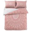 4 Piece California King Traditional Pink Bohemian Mandala Flower Breathable Comforter Covers Ultra Soft Bed Sheet with Decoretive 2 Pillow Shams Bedding Collection Sets Tribe Boho Floral view 3