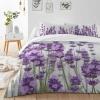 4 Piece California King Pastoral Purple Lavender Spring Blossom Floral Breathable Comforter Covers Ultra Soft Bed Sheet with Decoretive 2 Pillow Shams Bedding Collection Sets Natural Flower Field view 3