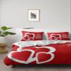 4 Piece Full Romantic Sweet Love Heart Breathable Comforter Covers Ultra Soft Bed Sheet with Decoretive 2 Pillow Shams Bedding Collection Sets Texts on Valentine Red view 2