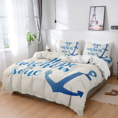 4 Piece California King Blue Anchor Healing Quotes Breathable Comforter Covers Ultra Soft Bed Sheet with Decoretive 2 Pillow Shams Bedding Collection Sets Nautical Beige