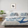 4 Piece California King Blue Anchor Healing Quotes Breathable Comforter Covers Ultra Soft Bed Sheet with Decoretive 2 Pillow Shams Bedding Collection Sets Nautical Beige view 2