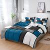 4 Piece Full Abstract Blue White Gray Geometric Squares Breathable Comforter Covers Ultra Soft Bed Sheet with Decoretive 2 Pillow Shams Bedding Collection Sets Modern Contemporary view 1