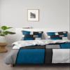 4 Piece Full Abstract Blue White Gray Geometric Squares Breathable Comforter Covers Ultra Soft Bed Sheet with Decoretive 2 Pillow Shams Bedding Collection Sets Modern Contemporary view 2